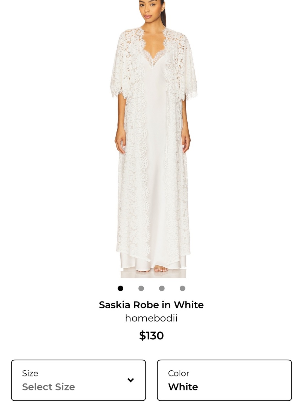 Homebodii Saskia Lace Robe in White